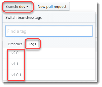 github add tag to branch